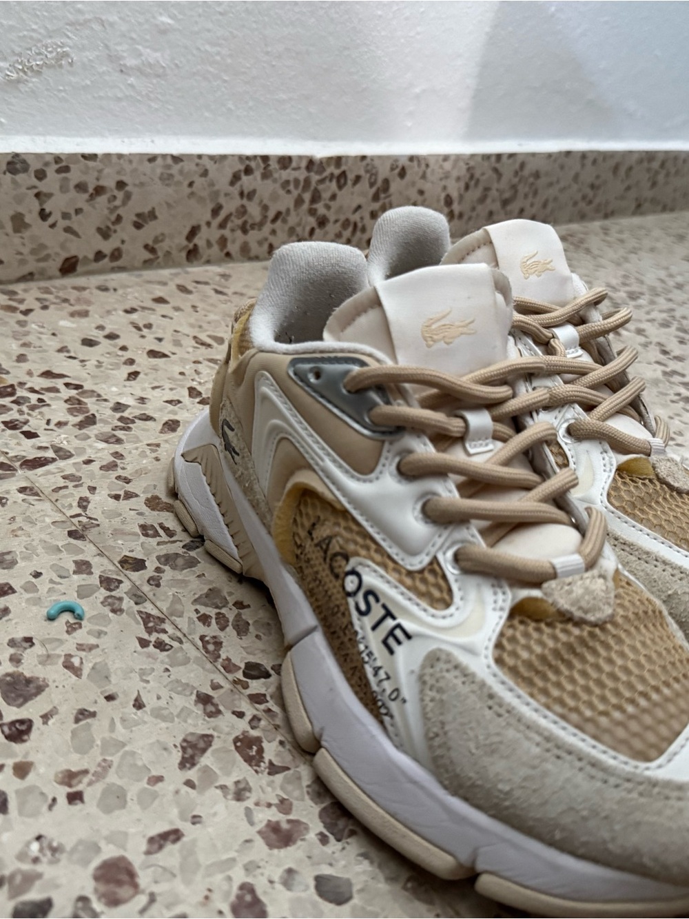 Lacoste Kids Tan, Beige & White Chunky Sneakers